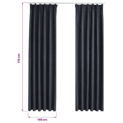 vidaXL Blackout Curtains with Hooks 2 pcs Anthracite 140x175 cm