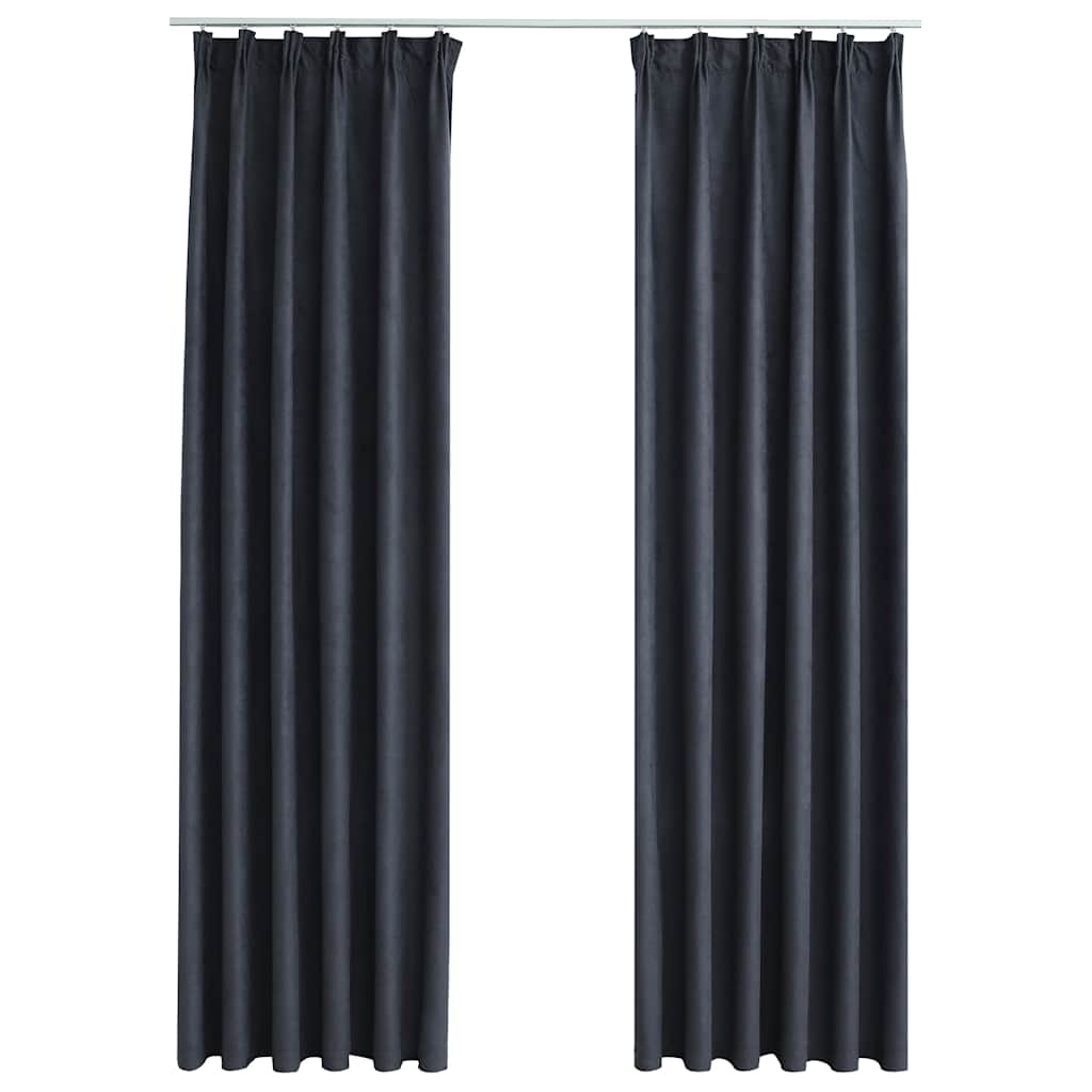 134463 vidaXL Blackout Curtains with Hooks 2 pcs Anthracite 140x245 cm