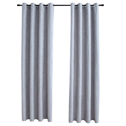 134464 vidaXL Blackout Curtains with Metal Rings 2 pcs Grey 140x175 cm