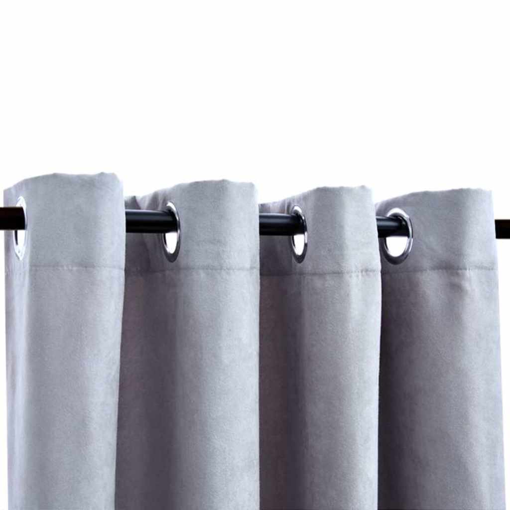 134464 vidaXL Blackout Curtains with Metal Rings 2 pcs Grey 140x175 cm
