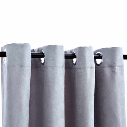 134466 vidaXL Blackout Curtains with Metal Rings 2 pcs Grey 140x245 cm
