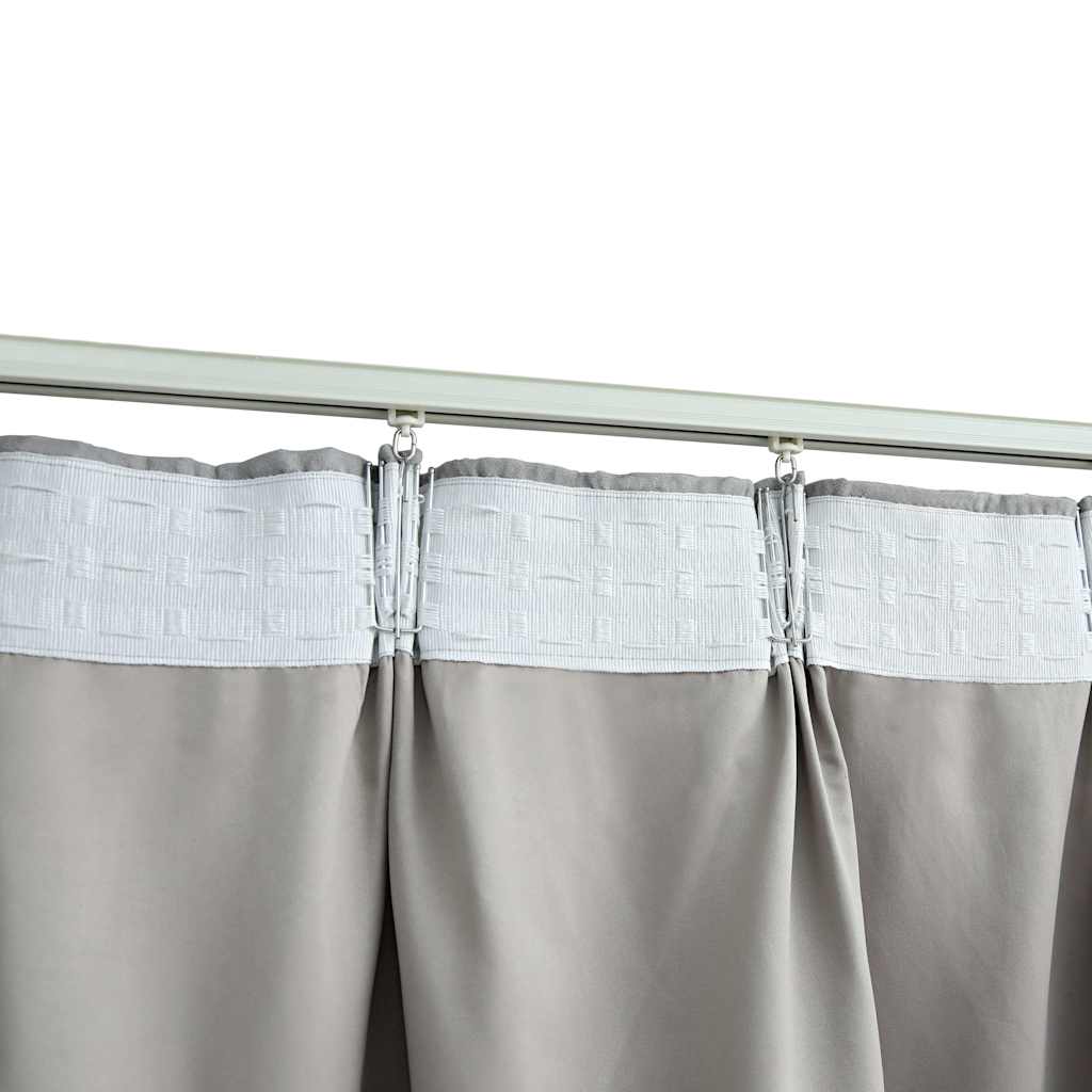 134468 vidaXL Blackout Curtains with Hooks 2 pcs Grey 140x225 cm