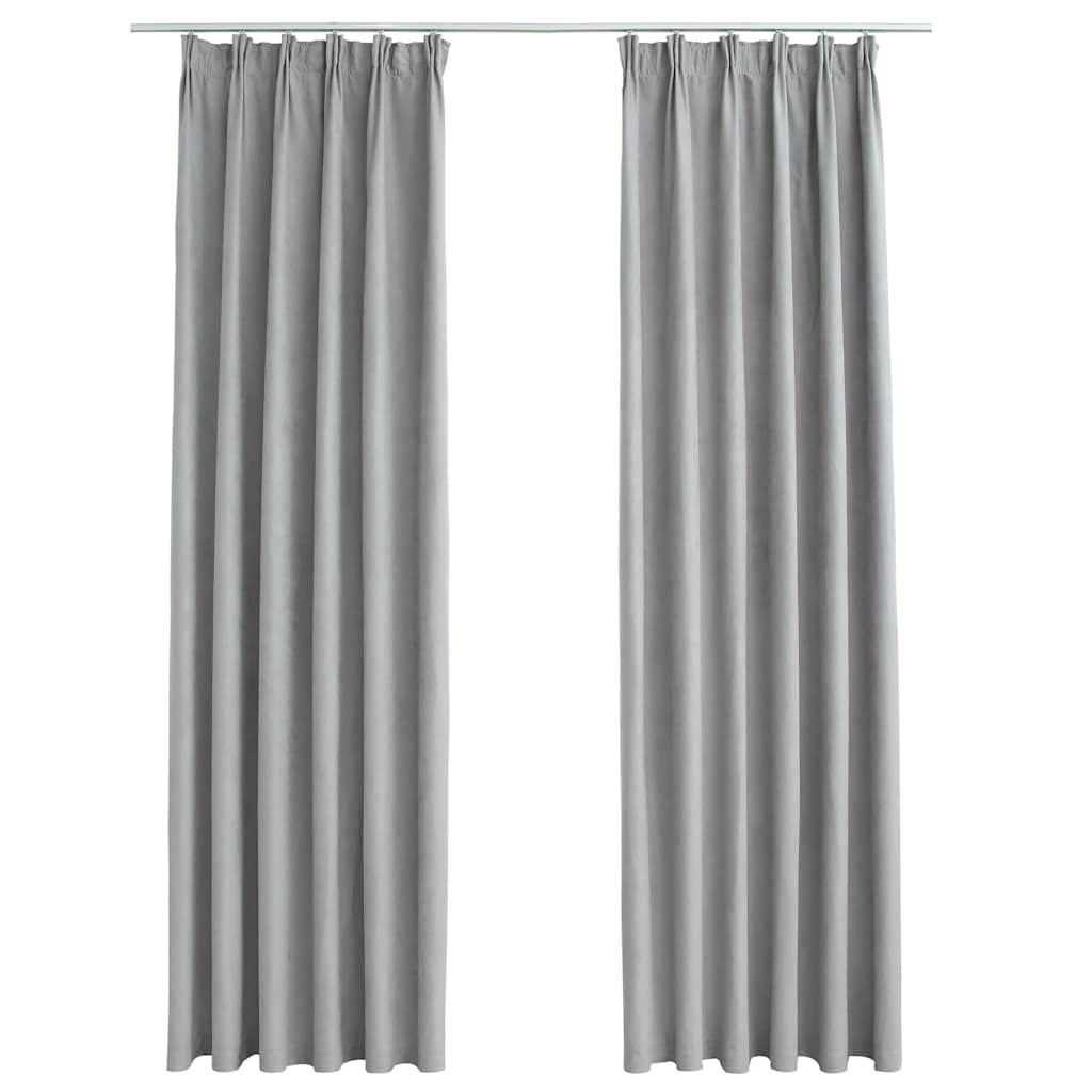 vidaXL Blackout Curtains with Hooks 2 pcs Grey 140x245 cm