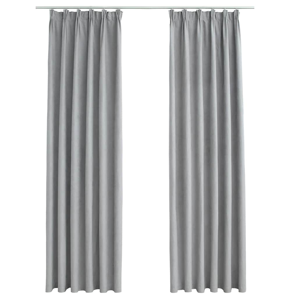 134469 vidaXL Blackout Curtains with Hooks 2 pcs Grey 140x245 cm
