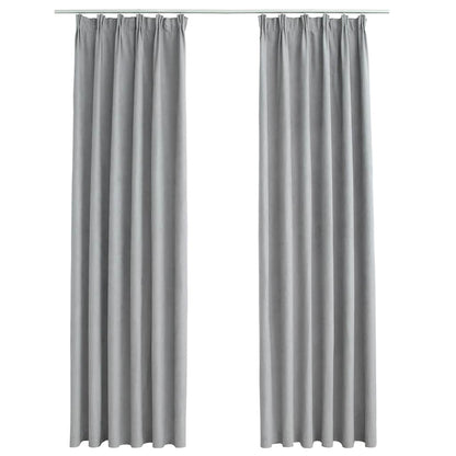 134469 vidaXL Blackout Curtains with Hooks 2 pcs Grey 140x245 cm