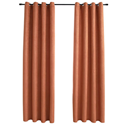 vidaXL Blackout Curtains with Metal Rings 2 pcs Rust 140x225 cm