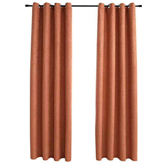 vidaXL Blackout Curtains with Metal Rings 2 pcs Rust 140x225 cm