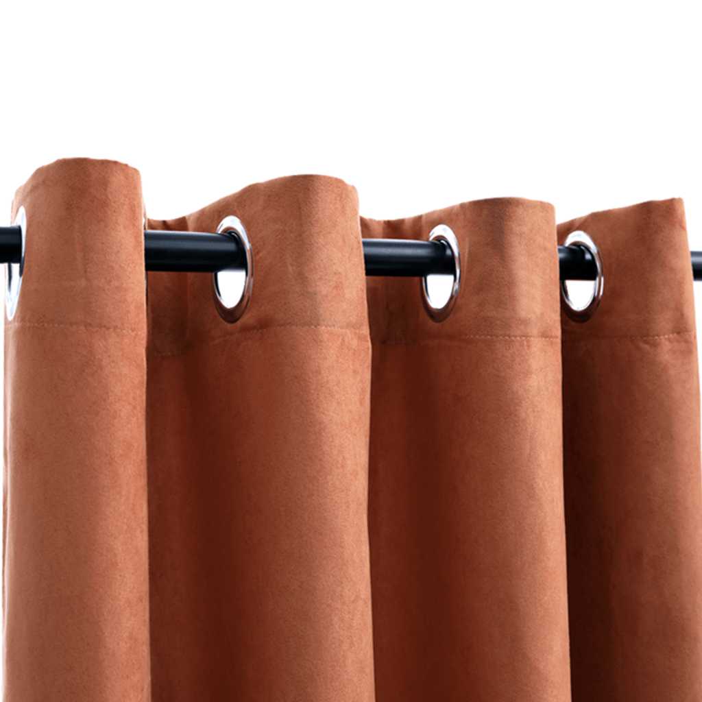 vidaXL Blackout Curtains with Metal Rings 2 pcs Rust 140x225 cm