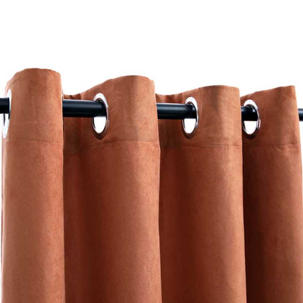 134471 vidaXL Blackout Curtains with Metal Rings 2 pcs Rust 140x225 cm