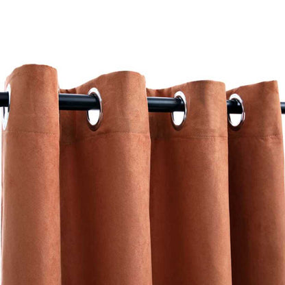 134471 vidaXL Blackout Curtains with Metal Rings 2 pcs Rust 140x225 cm