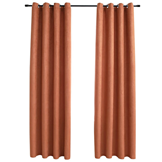 134472 vidaXL Blackout Curtains with Metal Rings 2 pcs Rust 140x245 cm