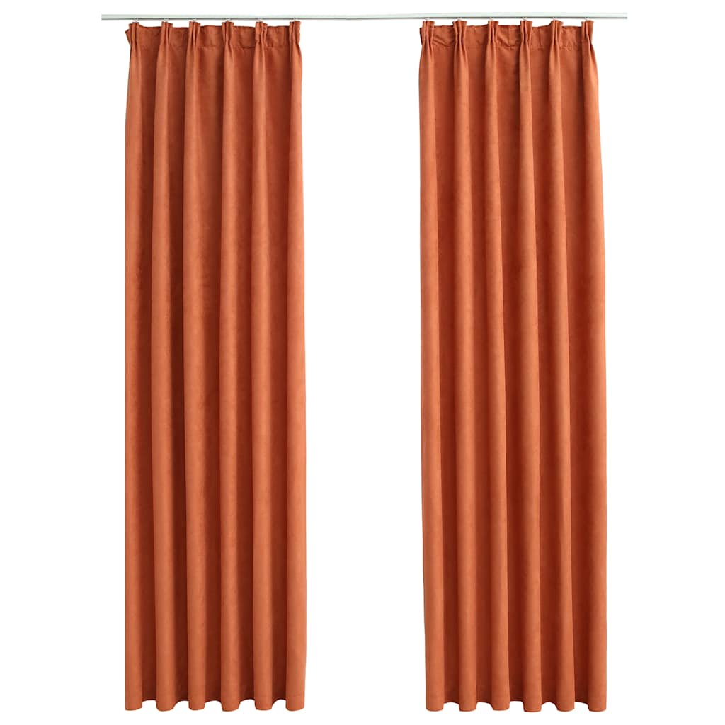 134473 vidaXL Blackout Curtains with Hooks 2 pcs Rust 140x175 cm