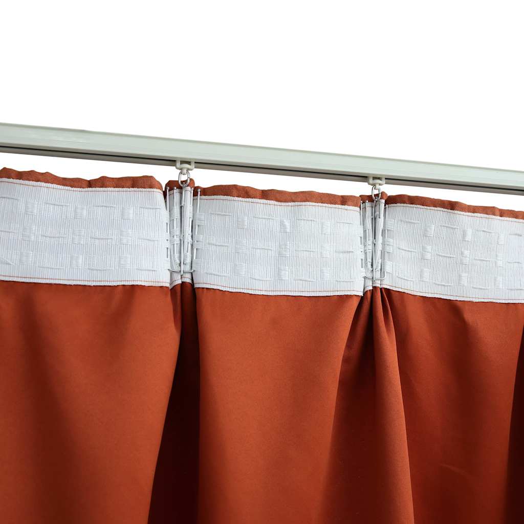 134473 vidaXL Blackout Curtains with Hooks 2 pcs Rust 140x175 cm