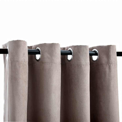 vidaXL Blackout Curtains with Metal Rings 2 pcs Taupe 140x175 cm