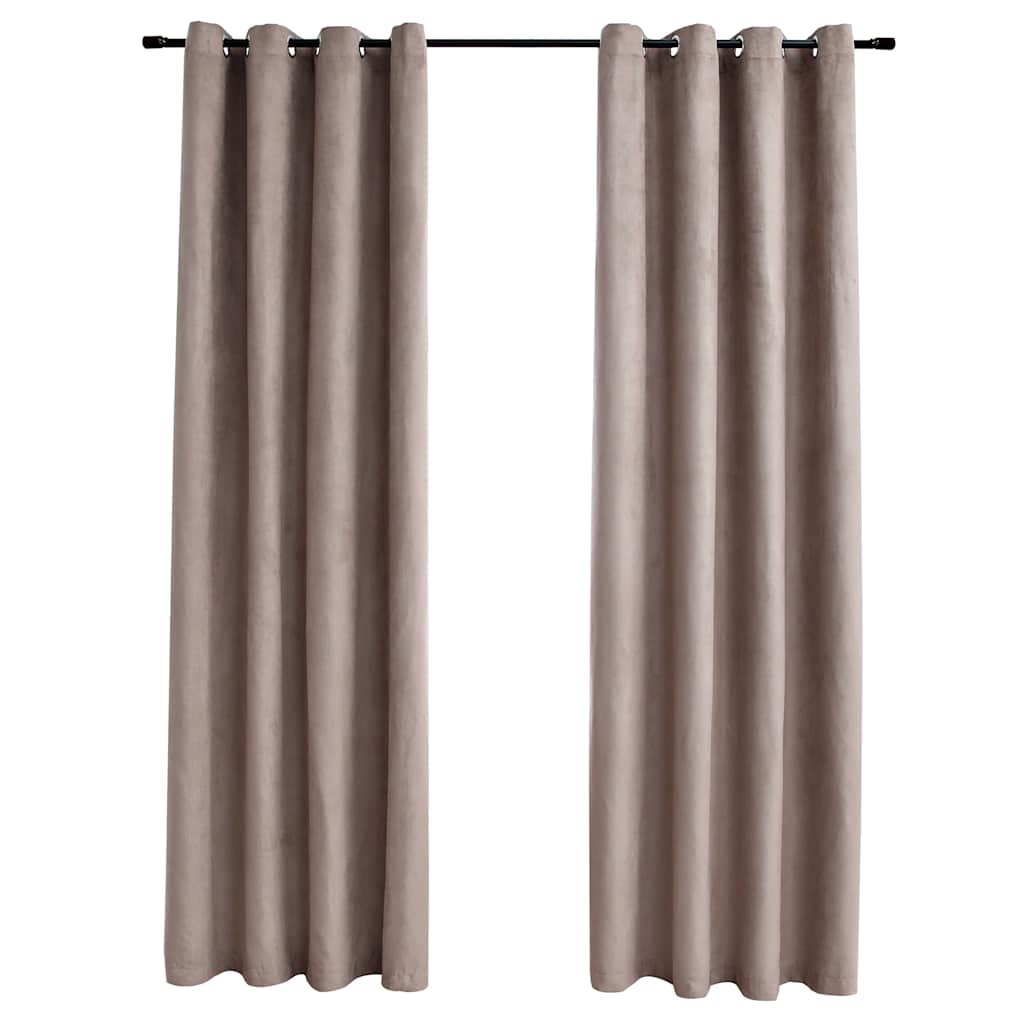 134477 vidaXL Blackout Curtains with Metal Rings 2 pcs Taupe 140x225 cm