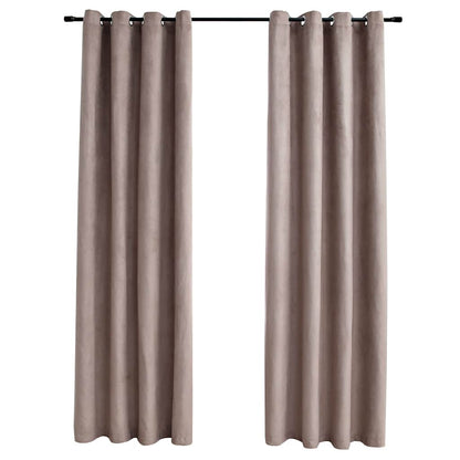 134477 vidaXL Blackout Curtains with Metal Rings 2 pcs Taupe 140x225 cm