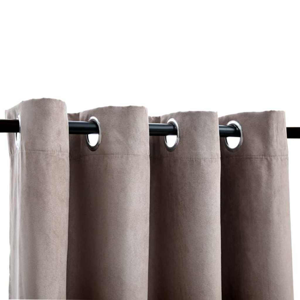 134477 vidaXL Blackout Curtains with Metal Rings 2 pcs Taupe 140x225 cm