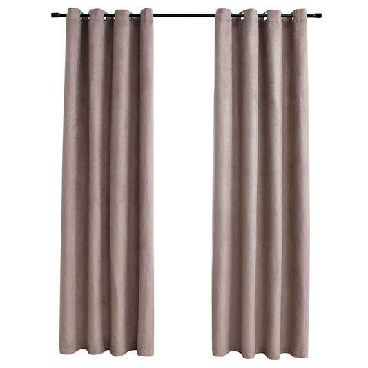 134478 vidaXL Blackout Curtains with Metal Rings 2 pcs Taupe 140x245 cm