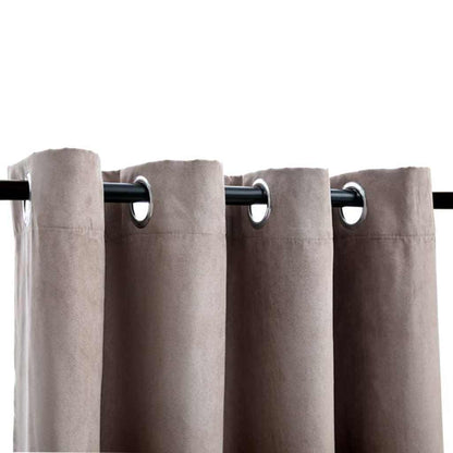 134478 vidaXL Blackout Curtains with Metal Rings 2 pcs Taupe 140x245 cm