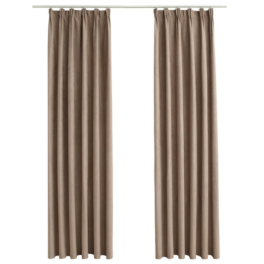 134480 vidaXL Blackout Curtains with Hooks 2 pcs Taupe 140x225 cm