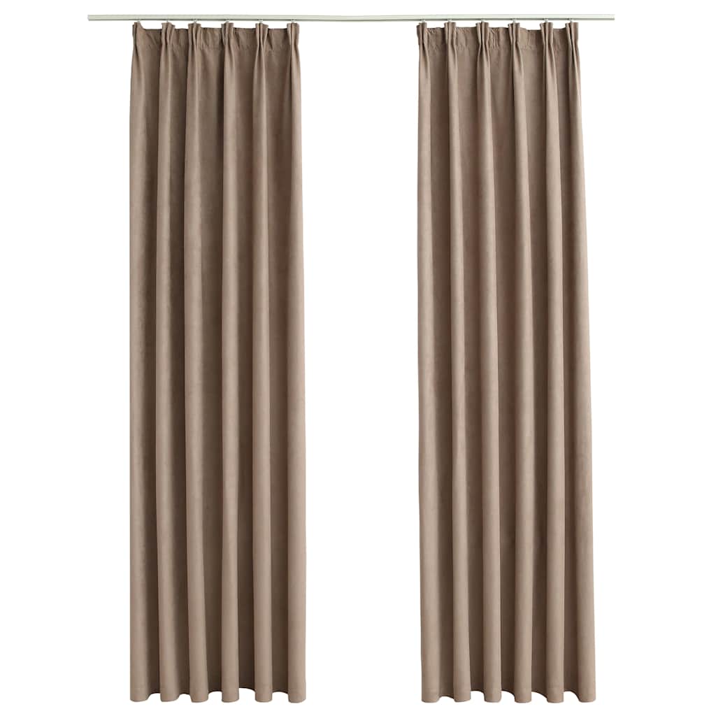 134481 vidaXL Blackout Curtains with Hooks 2 pcs Taupe 140x245 cm