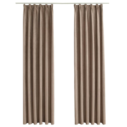 134481 vidaXL Blackout Curtains with Hooks 2 pcs Taupe 140x245 cm