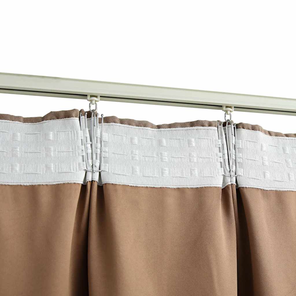 134481 vidaXL Blackout Curtains with Hooks 2 pcs Taupe 140x245 cm