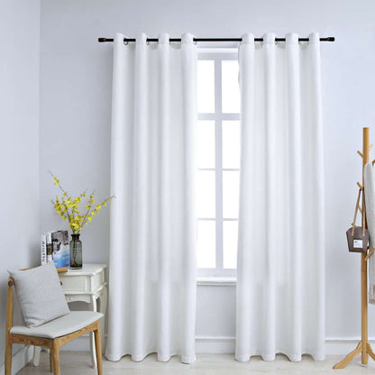 134482 vidaXL Blackout Curtains with Metal Rings 2 pcs Off White 140x175 cm