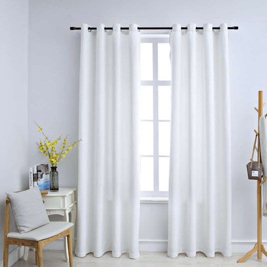 134482 vidaXL Blackout Curtains with Metal Rings 2 pcs Off White 140x175 cm
