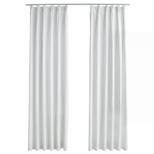 134485 vidaXL Blackout Curtains with Hooks 2 pcs Off White 140x175 cm