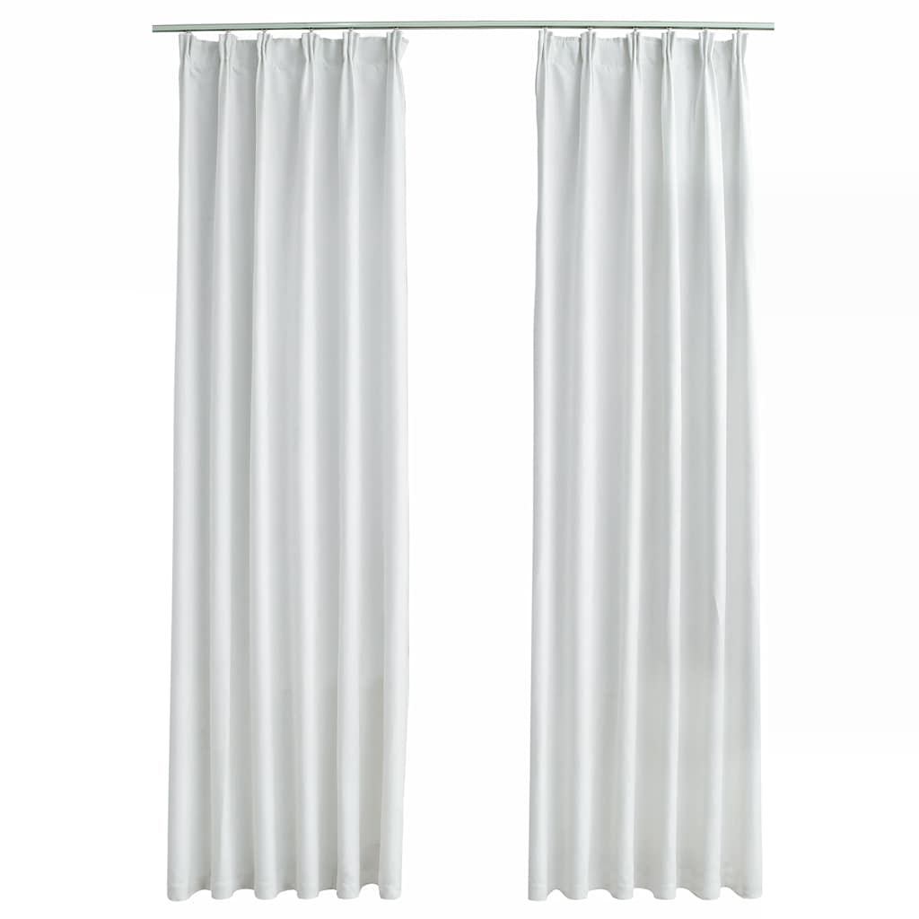 134486 vidaXL Blackout Curtains with Hooks 2 pcs Off White 140x225 cm