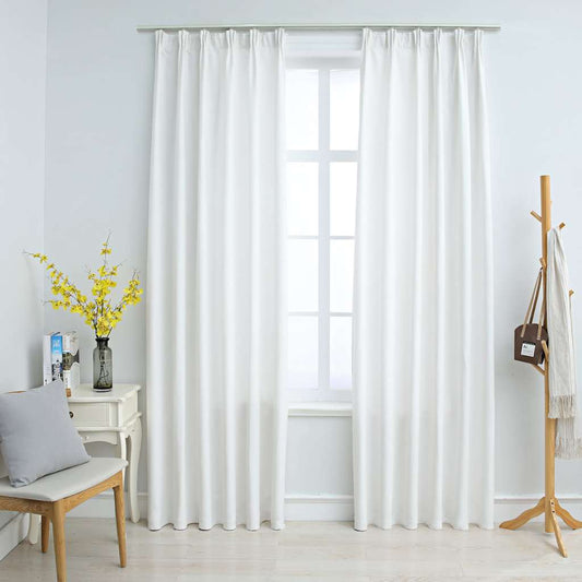 134486 vidaXL Blackout Curtains with Hooks 2 pcs Off White 140x225 cm