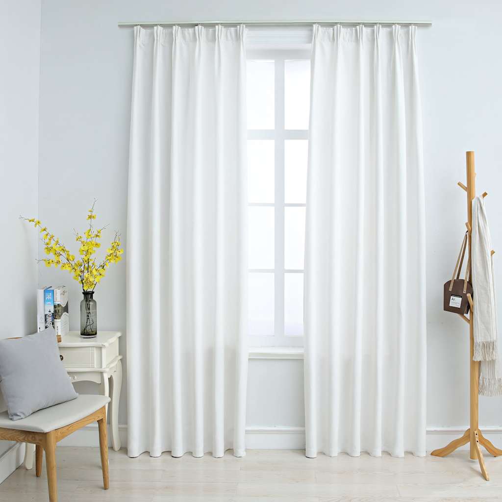 134487 vidaXL Blackout Curtains with Hooks 2 pcs Off White 140x245 cm