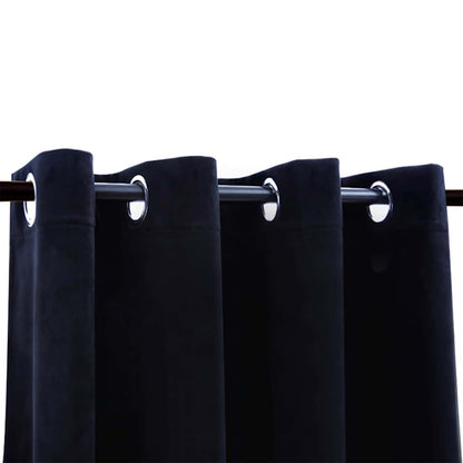 134488 vidaXL Blackout Curtains with Rings 2 pcs Velvet Black 140x175 cm