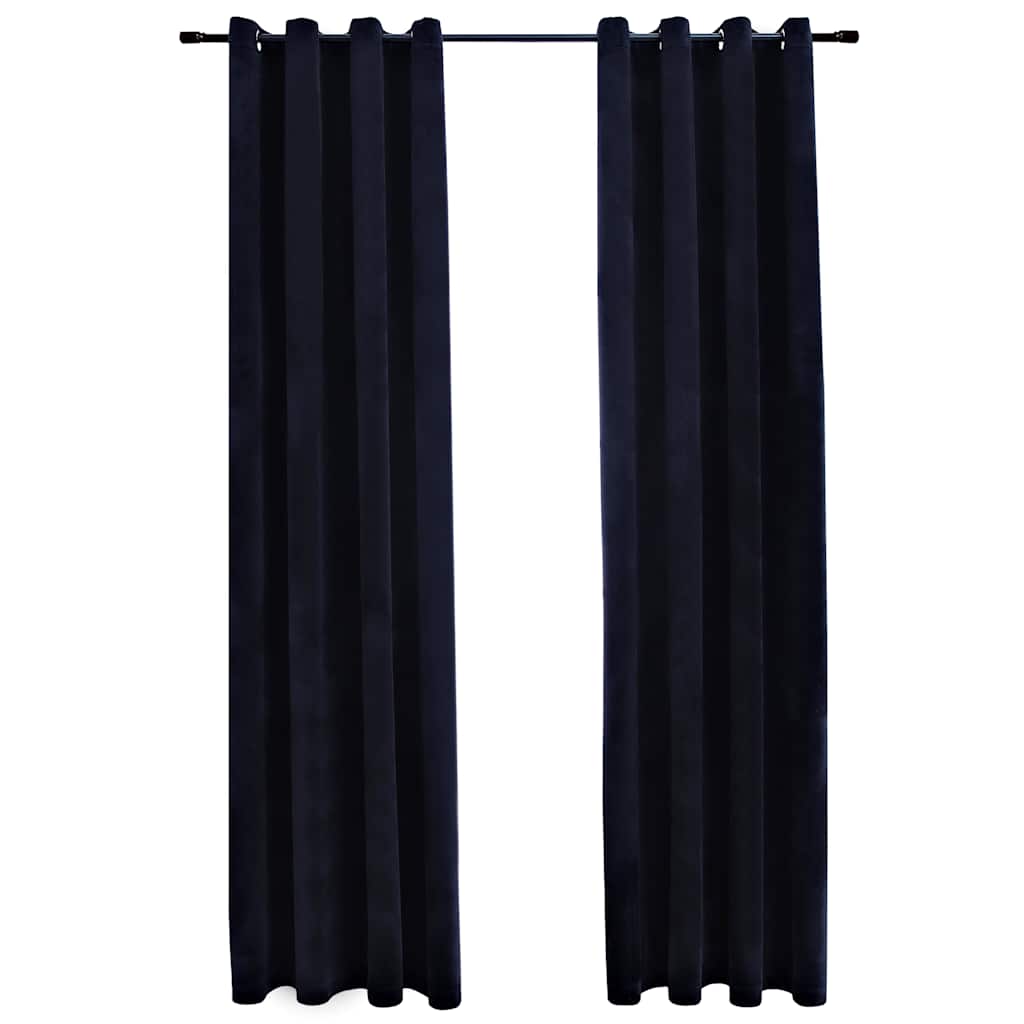 134489 vidaXL Blackout Curtains with Rings 2 pcs Velvet Black 140x225 cm
