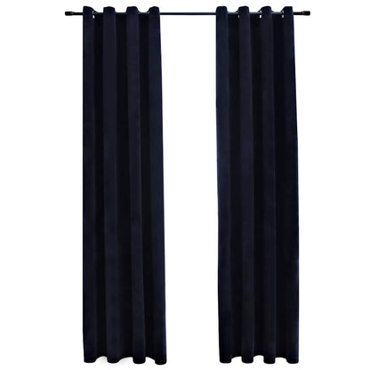 vidaXL Blackout Curtains with Rings 2 pcs Velvet Black 140x245 cm