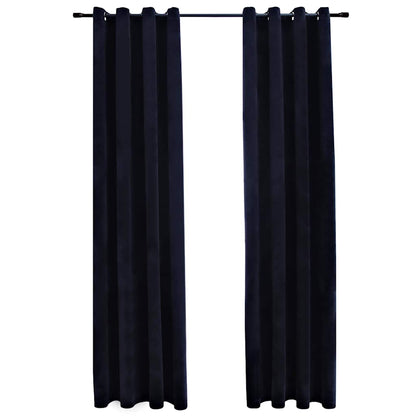 134490 vidaXL Blackout Curtains with Rings 2 pcs Velvet Black 140x245 cm