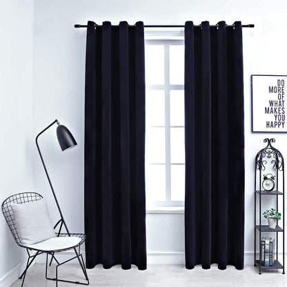 134490 vidaXL Blackout Curtains with Rings 2 pcs Velvet Black 140x245 cm