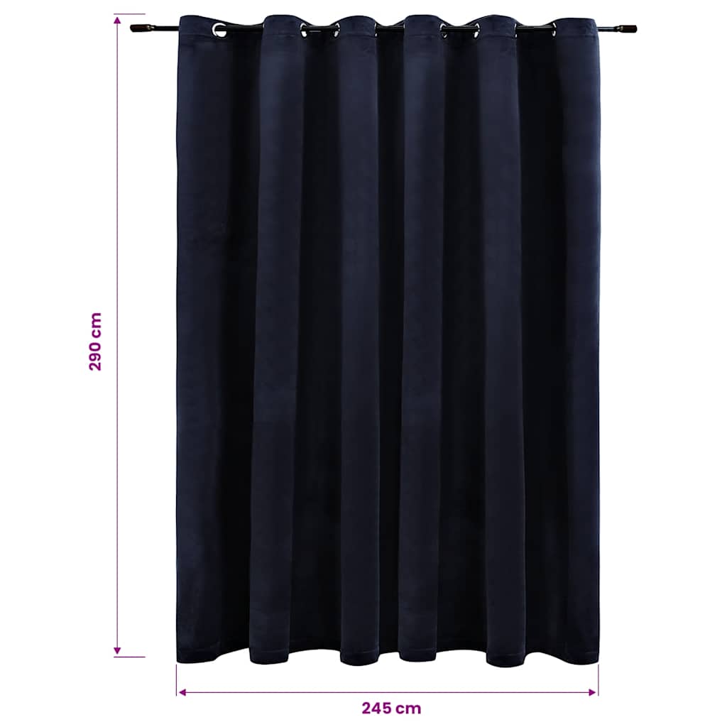 vidaXL Blackout Curtain with Metal Rings Velvet Black 290x245 cm