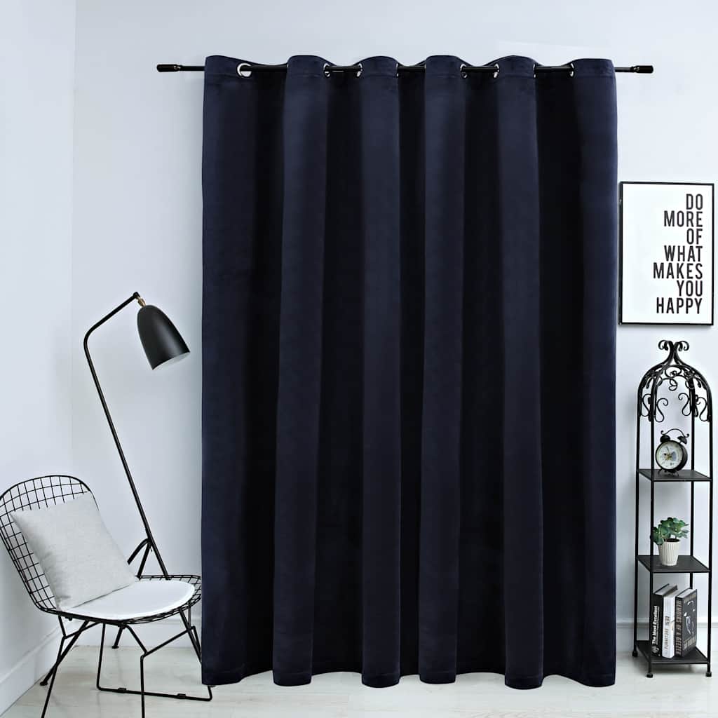 134491 vidaXL Blackout Curtain with Metal Rings Velvet Black 290x245 cm