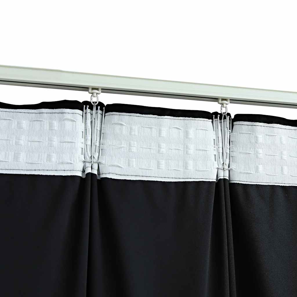 134492 vidaXL Blackout Curtains 2 pcs with Hooks Velvet Black 140x175 cm