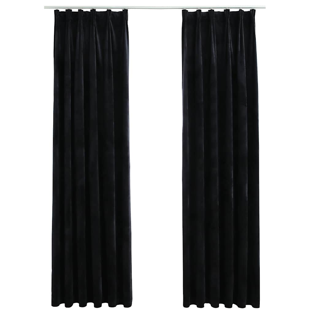 134494 vidaXL Blackout Curtains 2 pcs with Hooks Velvet Black 140x245 cm