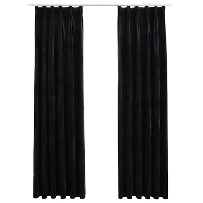 134494 vidaXL Blackout Curtains 2 pcs with Hooks Velvet Black 140x245 cm