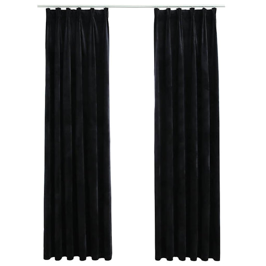 134494 vidaXL Blackout Curtains 2 pcs with Hooks Velvet Black 140x245 cm