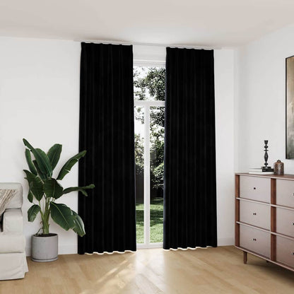 134494 vidaXL Blackout Curtains 2 pcs with Hooks Velvet Black 140x245 cm