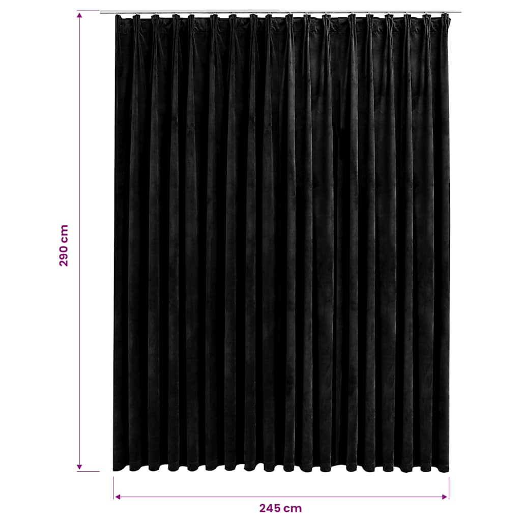 vidaXL Blackout Curtain with Hooks Velvet Black 290x245 cm