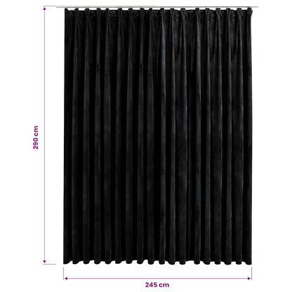 vidaXL Blackout Curtain with Hooks Velvet Black 290x245 cm