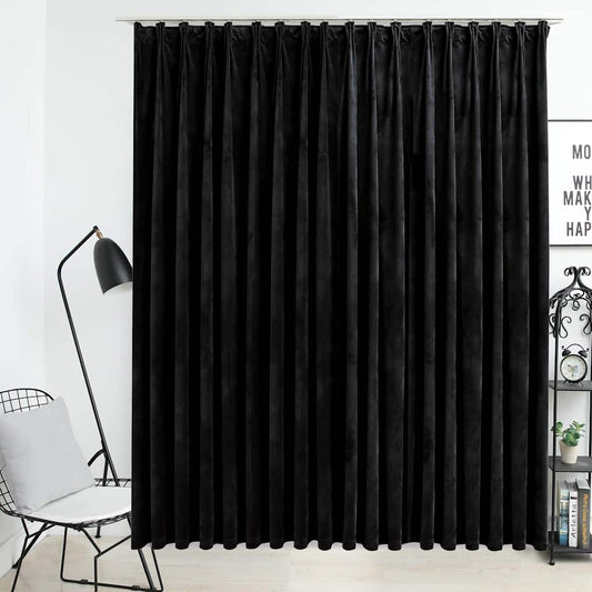 134495 vidaXL Blackout Curtain with Hooks Velvet Black 290x245 cm