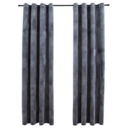 134497 vidaXL Blackout Curtains with Rings 2 pcs Velvet Anthracite 140x225 cm