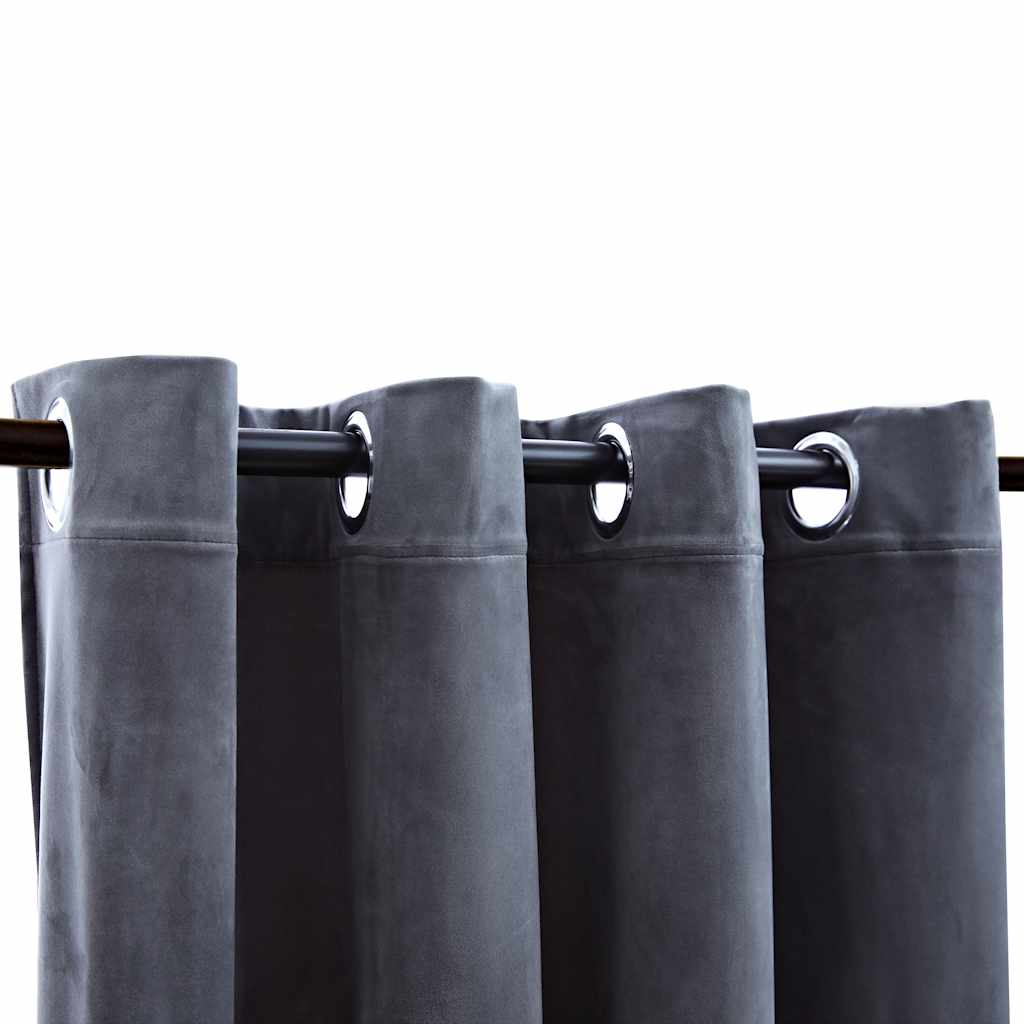 vidaXL Blackout Curtains with Rings 2 pcs Velvet Anthracite 140x225 cm